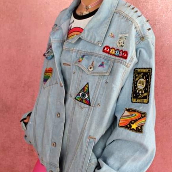 SOLD! LGBT illuminati denim custom jacket! Drops April 6th - Picture 14 of 16